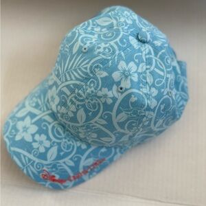 Disney Cruise Line Disney Stitch Themed Cap Blue Hawaii Flowers Adjustable Strap
